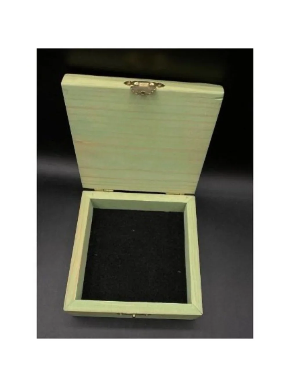 Hand Carved Green Wooden Box Tree of Life Keepsake 6”